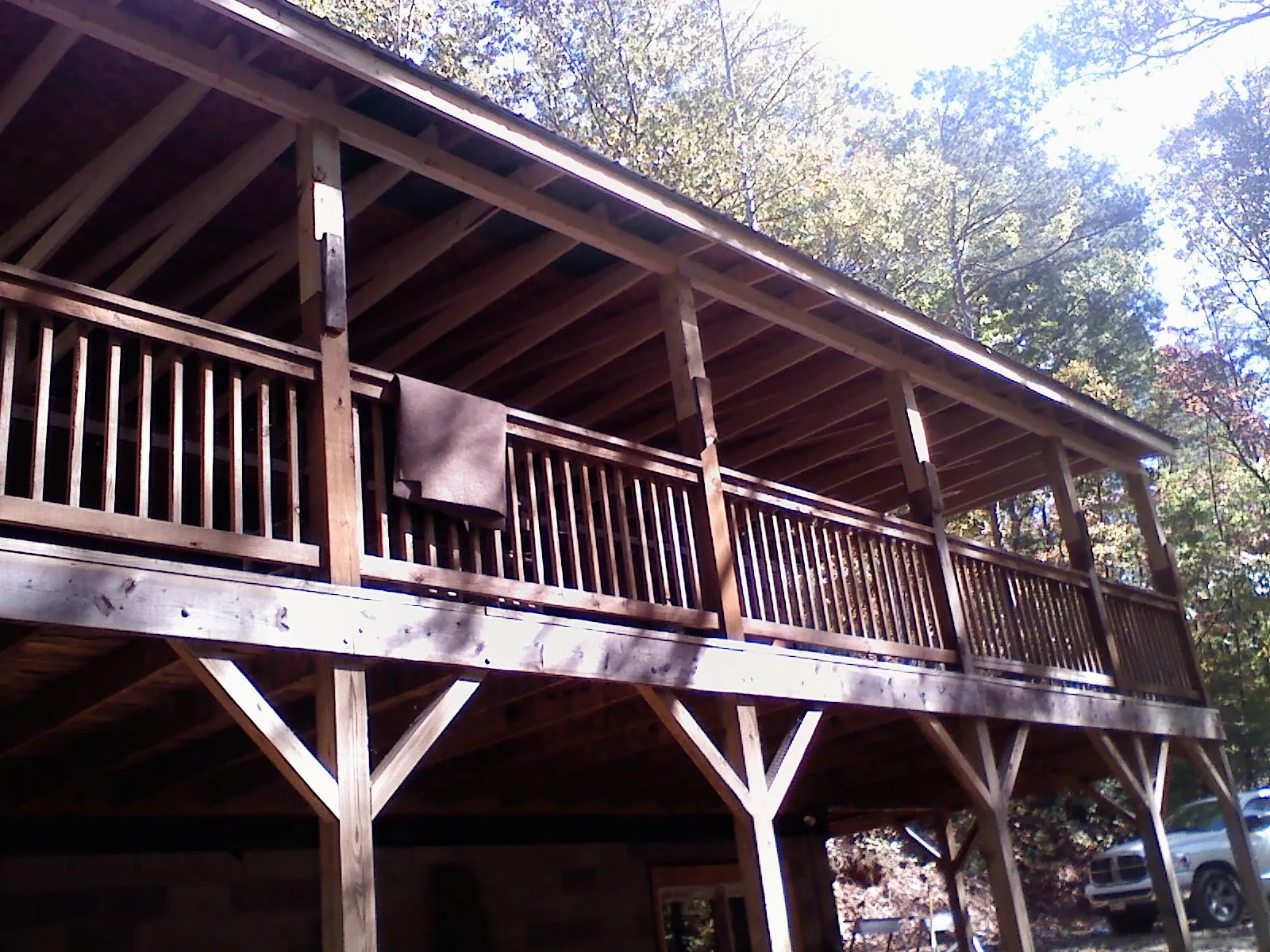 Timber framing under a new elevated porch and deck — Roof Leak Repair in New Vernon by Roofing Brothers
